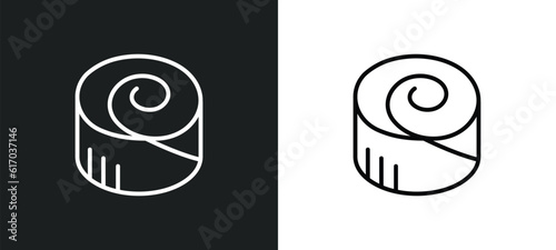 cinnamon roll line icon in white and black colors. cinnamon roll flat vector icon from cinnamon roll collection for web, mobile apps and ui.