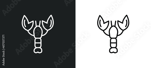 lobster line icon in white and black colors. lobster flat vector icon from lobster collection for web, mobile apps and ui.