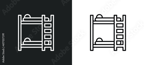 bunk bed line icon in white and black colors. bunk bed flat vector icon from bunk bed collection for web, mobile apps and ui.