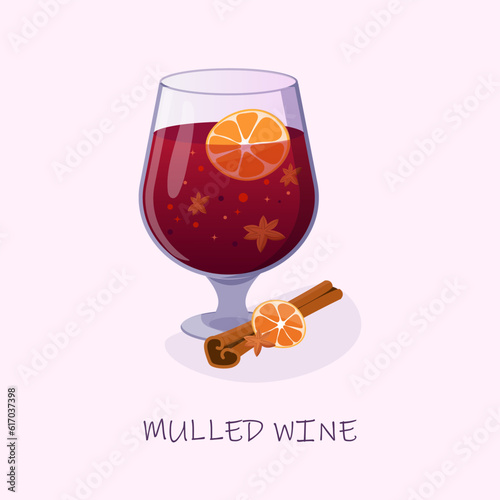 mulled wine in a glass with cinnamon