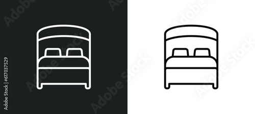bed line icon in white and black colors. bed flat vector icon from bed collection for web, mobile apps and ui.
