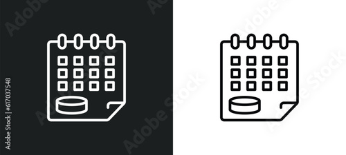 schedule line icon in white and black colors. schedule flat vector icon from schedule collection for web, mobile apps and ui.