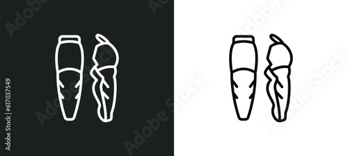 shin line icon in white and black colors. shin flat vector icon from shin collection for web, mobile apps and ui.