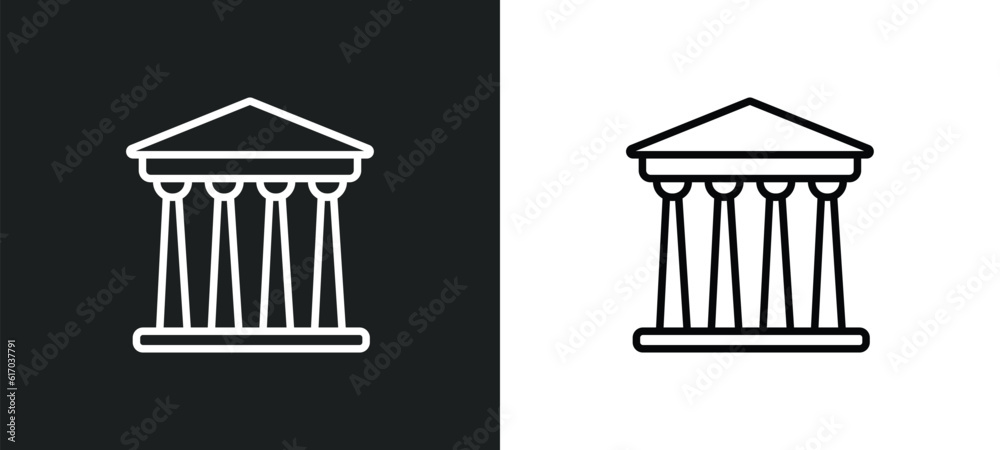 pantheon line icon in white and black colors. pantheon flat vector icon from pantheon collection for web, mobile apps and ui. pantheon line icon in white and black colors. pantheon flat vector icon from pantheon collection for web, mobile apps and ui.