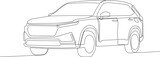 Continuous line drawing of suv car, Car minimalist concept, transportation, electric car, vector, simple line, transportation.