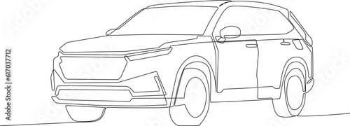 Continuous line drawing of suv car, Car minimalist concept, transportation, electric car, vector, simple line, transportation.