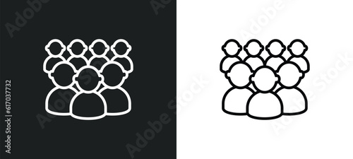 audience line icon in white and black colors. audience flat vector icon from audience collection for web, mobile apps and ui.