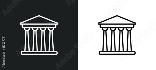 pantheon line icon in white and black colors. pantheon flat vector icon from pantheon collection for web, mobile apps and ui.