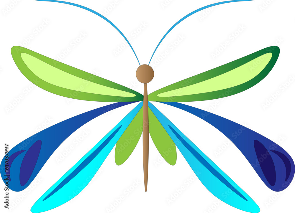 Bright beautiful dragonfly, children's drawing Bright beautiful dragonfly, children's drawing