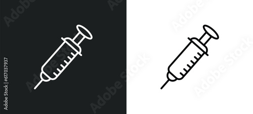 syringe line icon in white and black colors. syringe flat vector icon from syringe collection for web, mobile apps and ui.