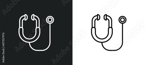 stethoscope line icon in white and black colors. stethoscope flat vector icon from stethoscope collection for web, mobile apps and ui.