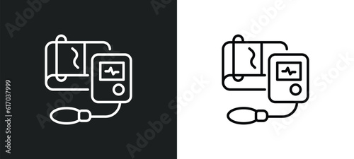 tonometer line icon in white and black colors. tonometer flat vector icon from tonometer collection for web, mobile apps and ui.