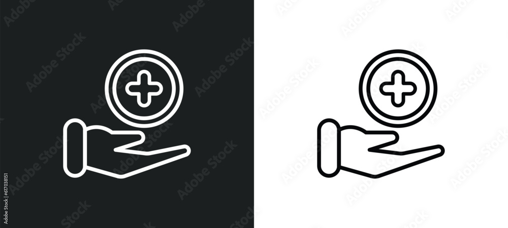 health care line icon in white and black colors. health care flat vector icon from health care collection for web, mobile apps and ui. health care line icon in white and black colors. health care flat vector icon from health care collection for web, mobile apps and ui.