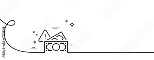 Fraud line icon. Continuous one line with curl. Money bribe crime sign. Cash corrupt symbol. Fraud single outline ribbon. Loop curve pattern. Vector