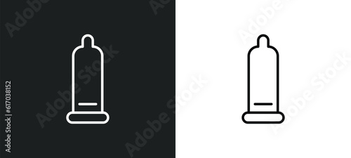 condom line icon in white and black colors. condom flat vector icon from condom collection for web, mobile apps and ui.