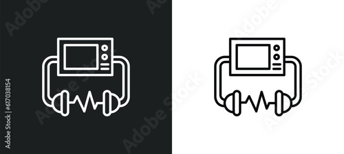 defibrillator line icon in white and black colors. defibrillator flat vector icon from defibrillator collection for web, mobile apps and ui.