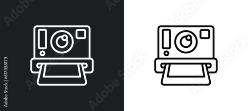 camera line icon in white and black colors. camera flat vector icon from camera collection for web, mobile apps and ui.