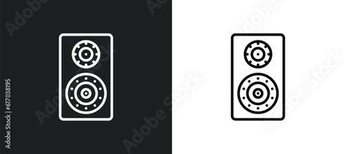 loudspeakers line icon in white and black colors. loudspeakers flat vector icon from loudspeakers collection for web, mobile apps and ui.