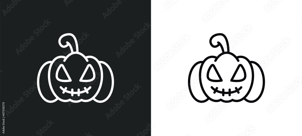 pumpkin lantern line icon in white and black colors. pumpkin lantern flat vector icon from pumpkin lantern collection for web, mobile apps and ui.