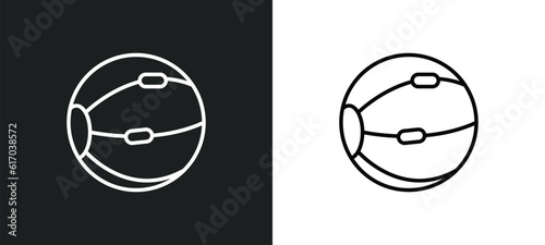 medicine ball line icon in white and black colors. medicine ball flat vector icon from medicine ball collection for web, mobile apps and ui.