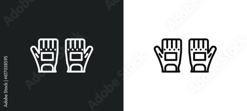 gym gloves line icon in white and black colors. gym gloves flat vector icon from gym gloves collection for web, mobile apps and ui.