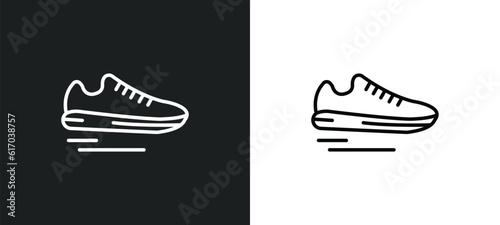 sneakers line icon in white and black colors. sneakers flat vector icon from sneakers collection for web, mobile apps and ui.