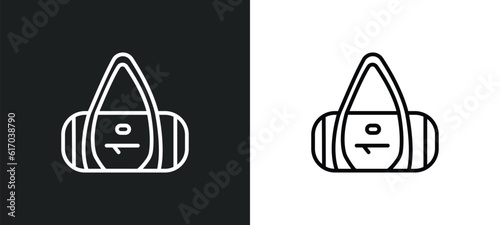 sport bag line icon in white and black colors. sport bag flat vector icon from sport bag collection for web, mobile apps and ui.