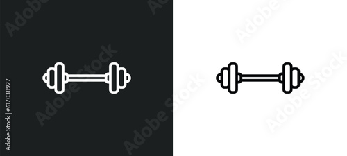 lifting barbell line icon in white and black colors. lifting barbell flat vector icon from lifting barbell collection for web, mobile apps and ui.