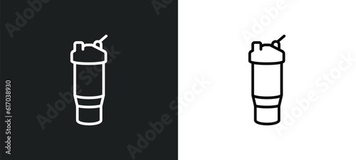 protein shake line icon in white and black colors. protein shake flat vector icon from protein shake collection for web, mobile apps and ui.