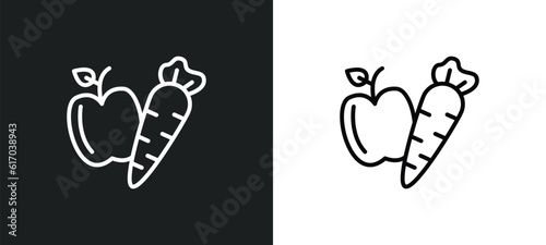 carrot and line icon in white and black colors. carrot and flat vector icon from carrot collection for web, mobile apps ui.