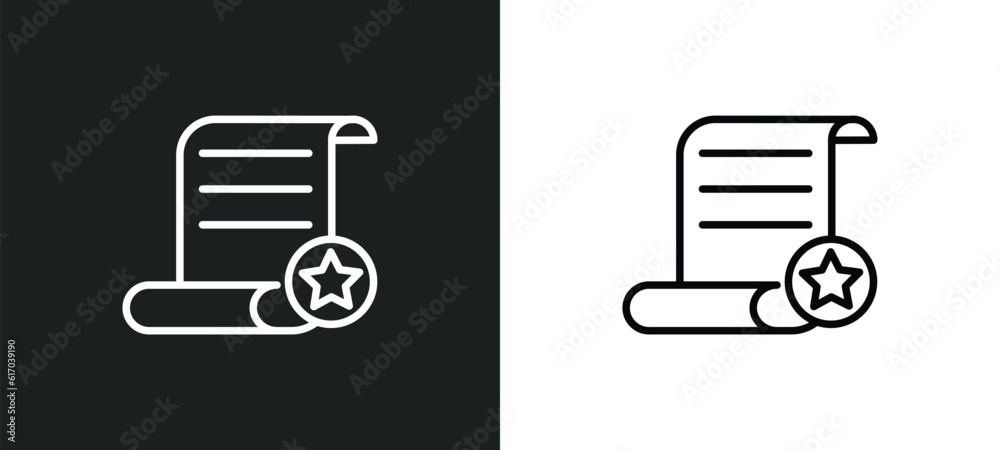 decree line icon in white and black colors. decree flat vector icon from decree collection for web, mobile apps and ui. - obrazy, fototapety, plakaty 