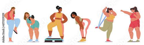 Confident Plus-size Girl Characters Engage In Fitness Activities, Breaking Barriers And Redefining Beauty Standards