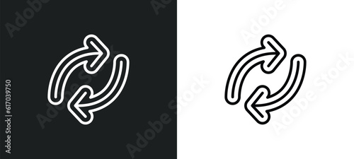 reverse line icon in white and black colors. reverse flat vector icon from reverse collection for web, mobile apps and ui.