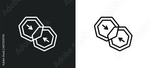 merge line icon in white and black colors. merge flat vector icon from merge collection for web, mobile apps and ui.