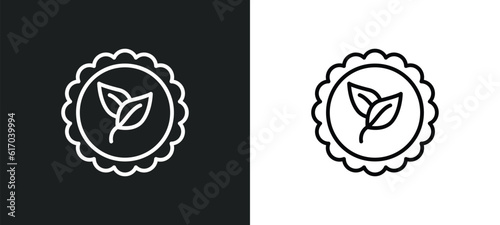 go green badge line icon in white and black colors. go green badge flat vector icon from go green badge collection for web, mobile apps and ui.