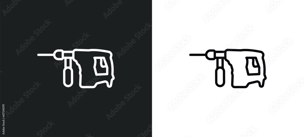 perforator line icon in white and black colors. perforator flat vector icon from perforator collection for web, mobile apps and ui.