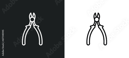 nippers line icon in white and black colors. nippers flat vector icon from nippers collection for web, mobile apps and ui.