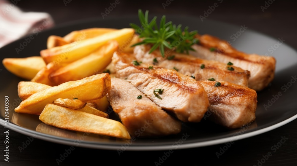 Grilled steak with french fries Grilled steak with french fries