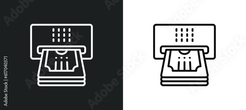 atm cash line icon in white and black colors. atm cash flat vector icon from atm cash collection for web, mobile apps and ui.