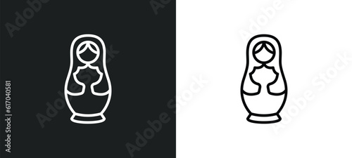 matryoshka line icon in white and black colors. matryoshka flat vector icon from matryoshka collection for web, mobile apps and ui.
