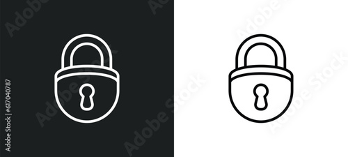 lock line icon in white and black colors. lock flat vector icon from lock collection for web, mobile apps and ui.