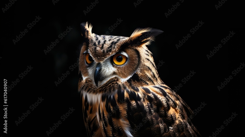 Obraz premium Owl close up, bird of prey portrait. Wild animal.