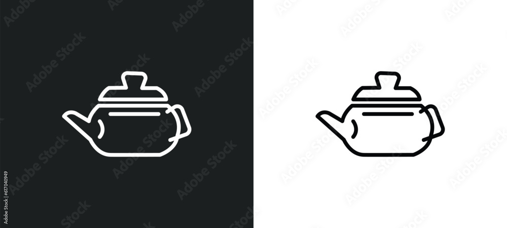 teapot line icon in white and black colors. teapot flat vector icon from teapot collection for web, mobile apps and ui. teapot line icon in white and black colors. teapot flat vector icon from teapot collection for web, mobile apps and ui.