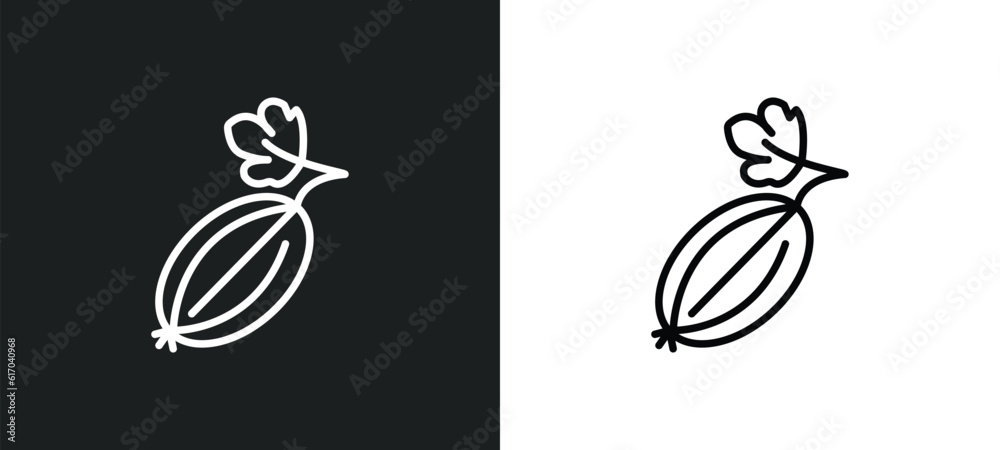 Fototapeta premium gooseberry line icon in white and black colors. gooseberry flat vector icon from gooseberry collection for web, mobile apps and ui.