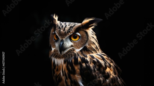 Owl close up  bird of prey portrait. Wild animal.