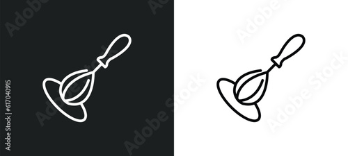 whisk line icon in white and black colors. whisk flat vector icon from whisk collection for web, mobile apps and ui.