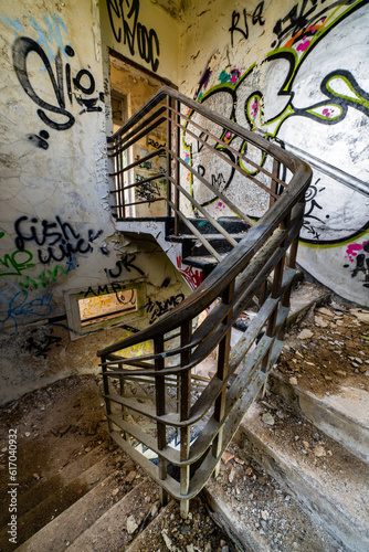 Staircase in old abandoned airbase