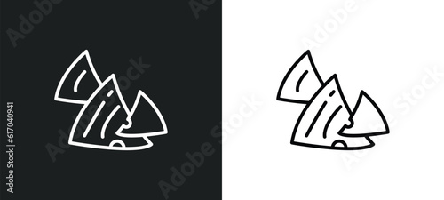 nachos line icon in white and black colors. nachos flat vector icon from nachos collection for web, mobile apps and ui.