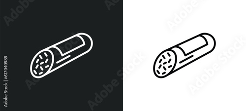 salami line icon in white and black colors. salami flat vector icon from salami collection for web, mobile apps and ui.