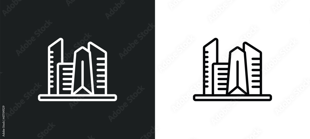cityscape line icon in white and black colors. cityscape flat vector icon from cityscape collection for web, mobile apps and ui.